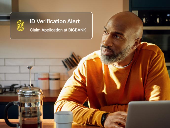 Man getting an alert on his phone