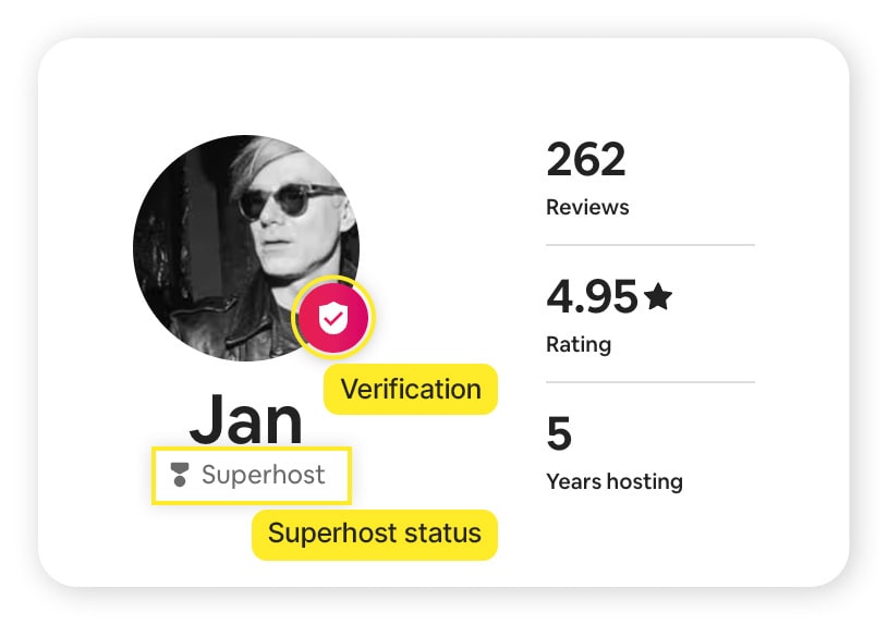 Screenshot of a verified Superhost’s profile on Airbnb.