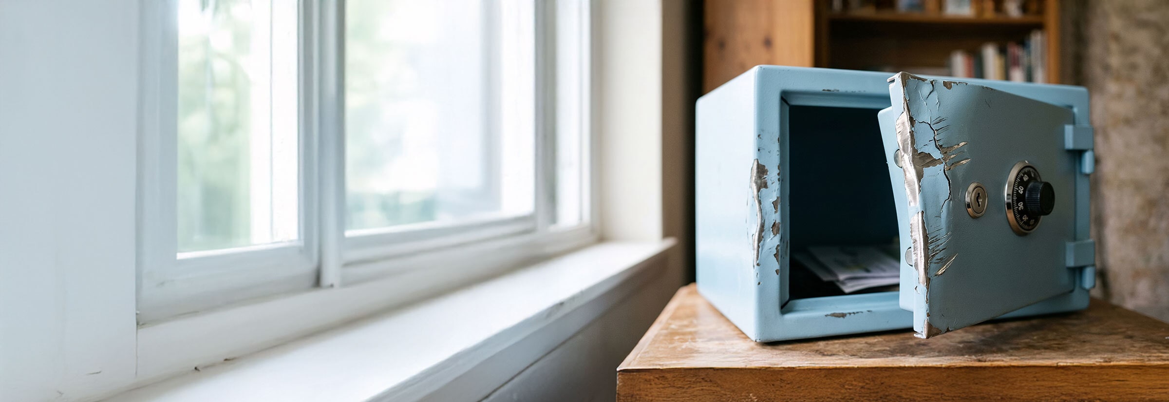A safe that’s been broken into, representing a data breach incident.