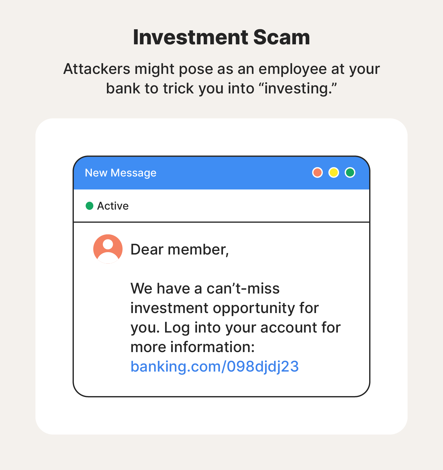 An example of an investment scam message.