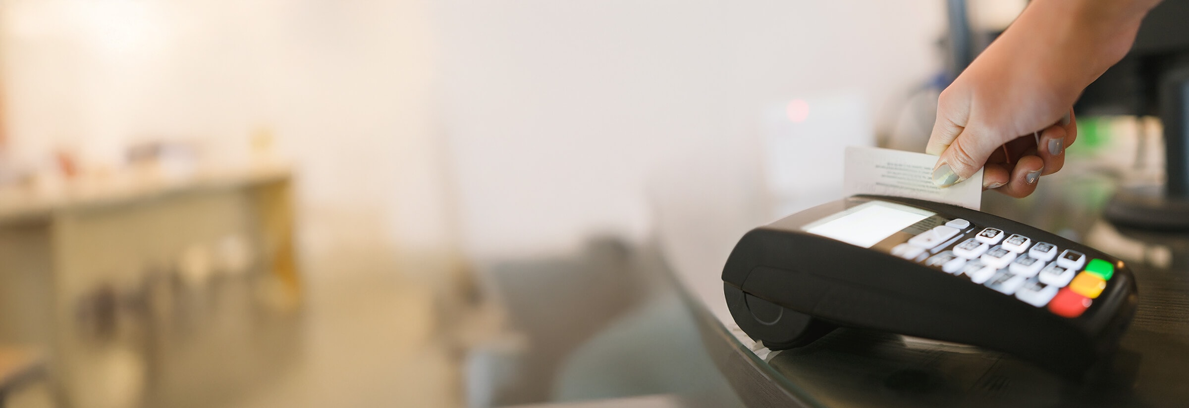 A cloned card going through a payment terminal.