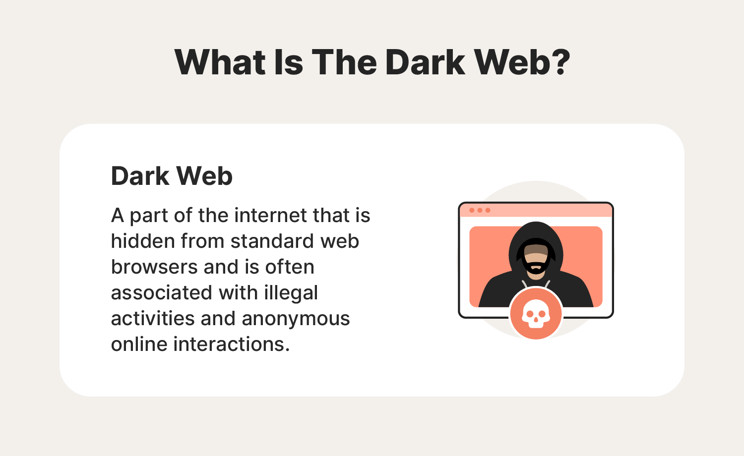 Three components of the internet: the surface web, deep web, and dark web.