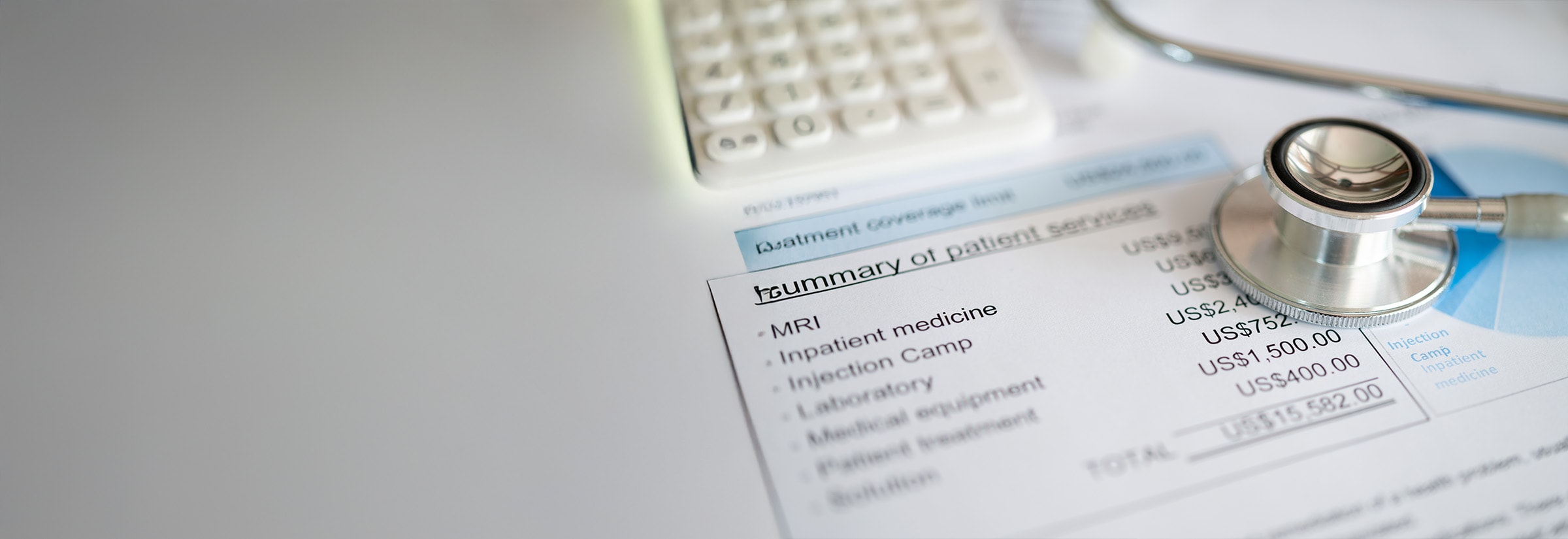 A summary of a patient's medical services charged.