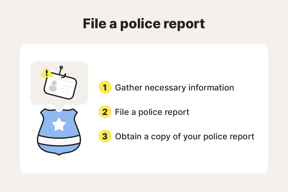 The steps to filing a credit card theft report with the police.