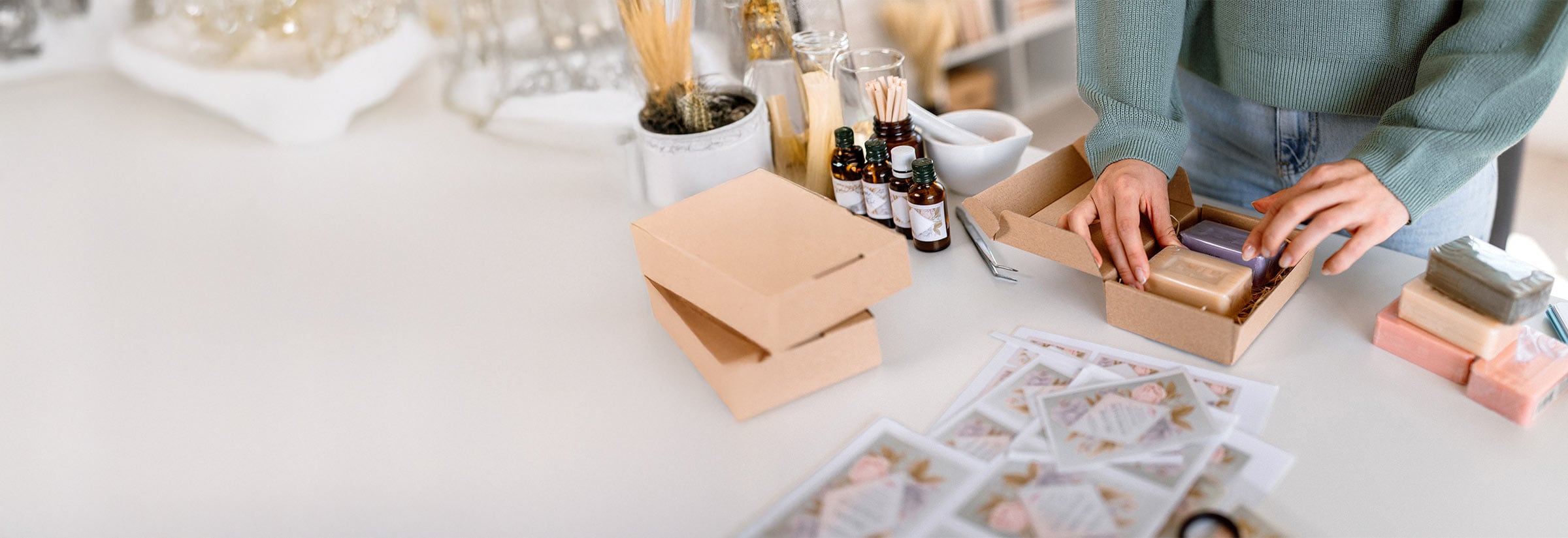 Image of someone working on a handmade item, possibly concerned with Etsy scams.