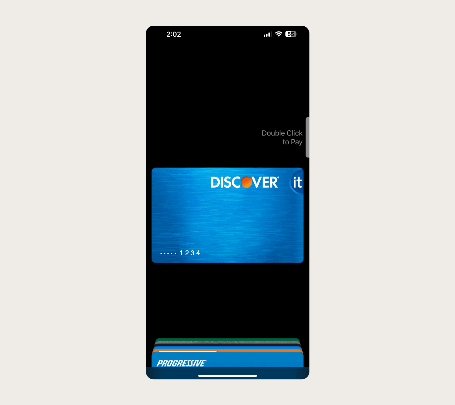 A series of visuals showing how to switch between cards in your Apple Wallet.