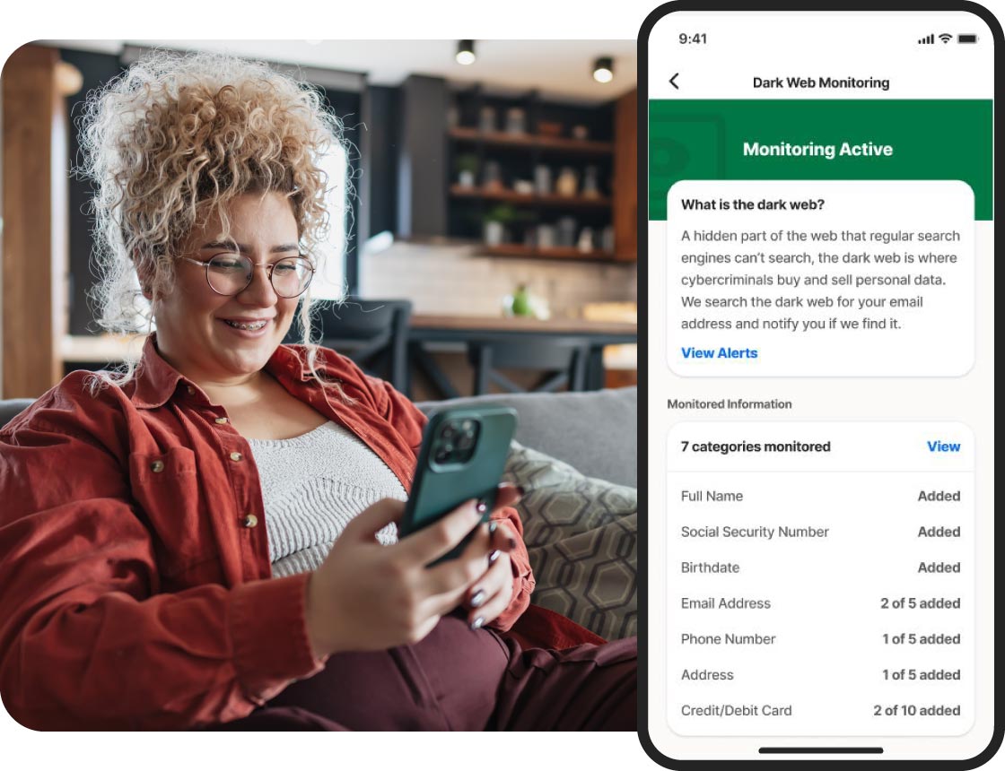 Woman viewing LifeLock on her phone.