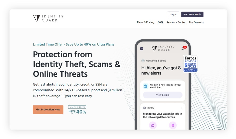 Image of the Identity Guard homescreen.