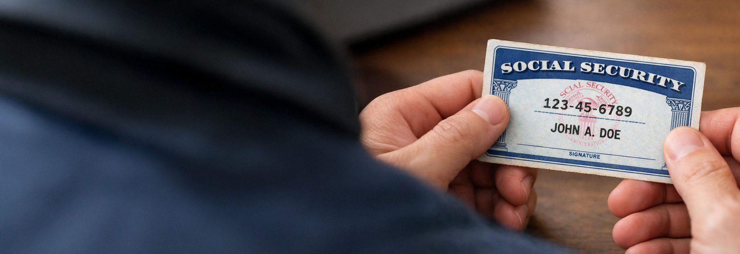 A person checks their Social Security number before they leave the house.