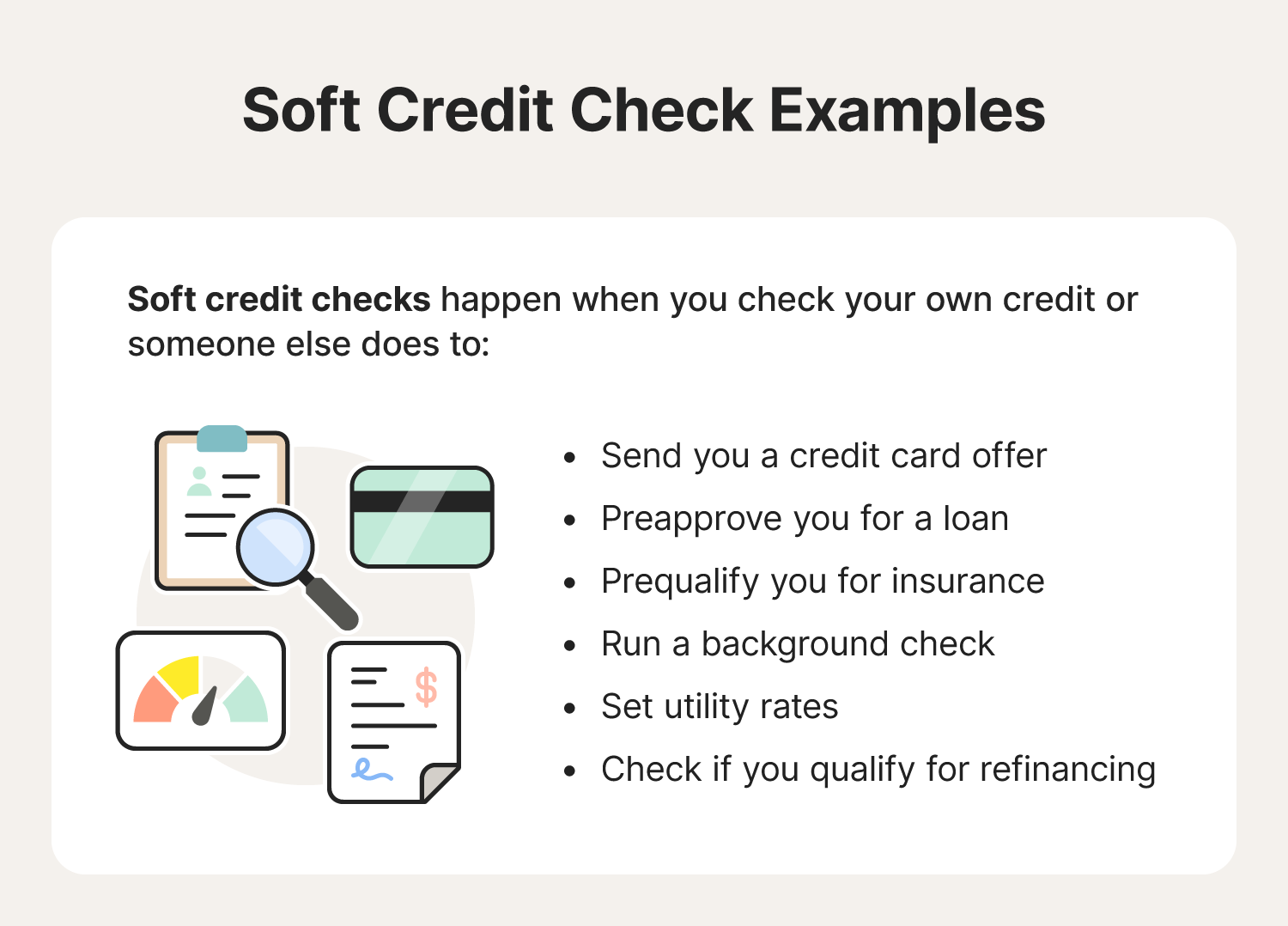 A graphic of soft credit check examples.