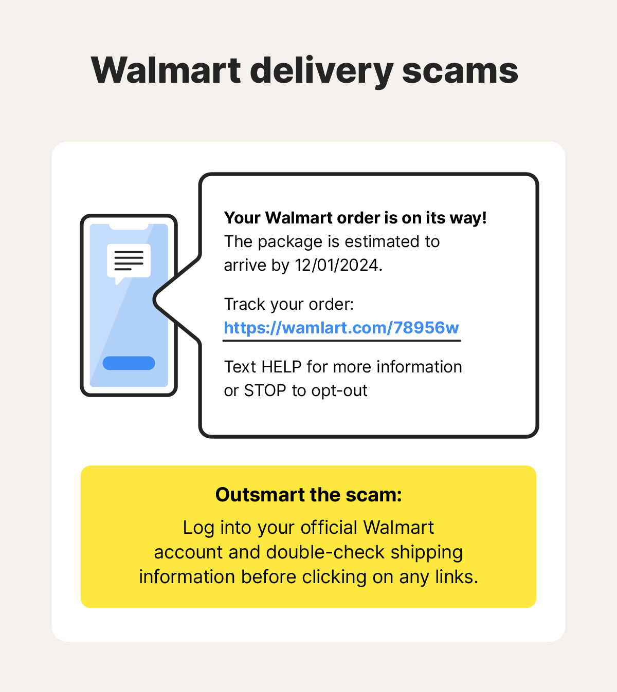 Example of a Walmart delivery scam.