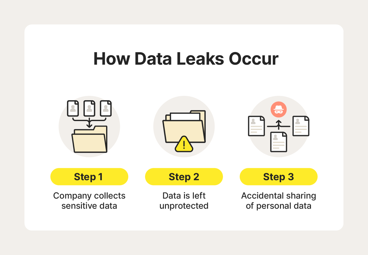 A graphic demonstrating how data leaks occur.