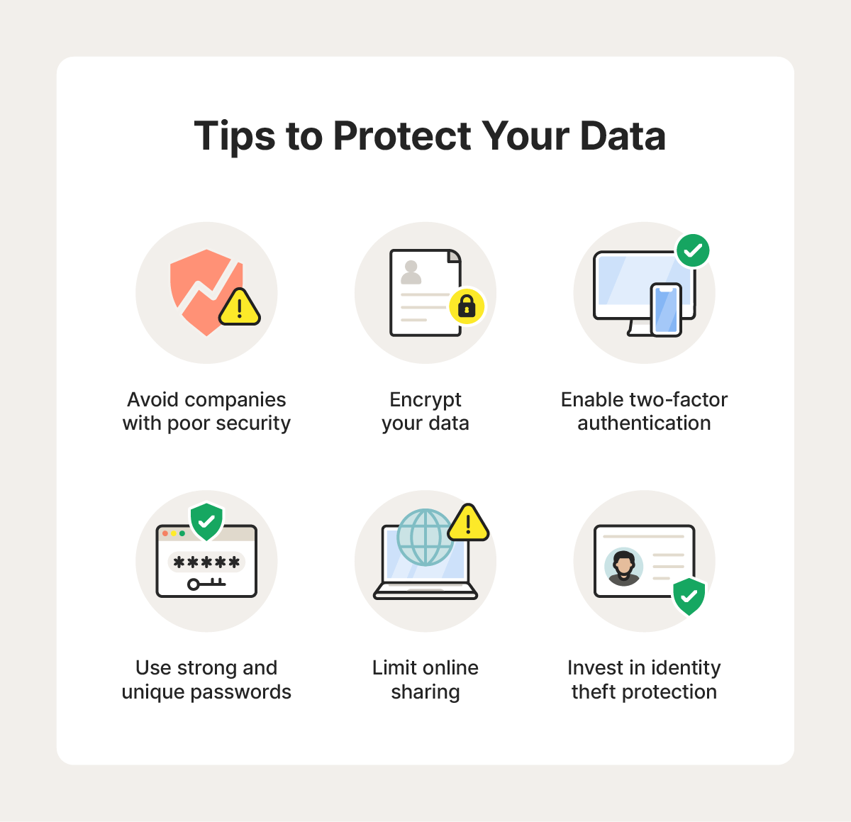 Graphic with tips to help protect your online data.