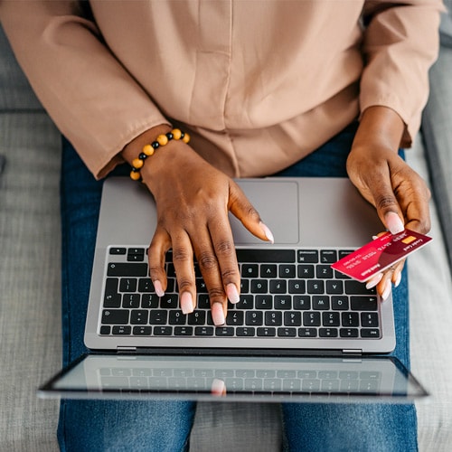 Image of a woman freezing her credit.